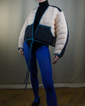 Light pink and black layered puffer jacket