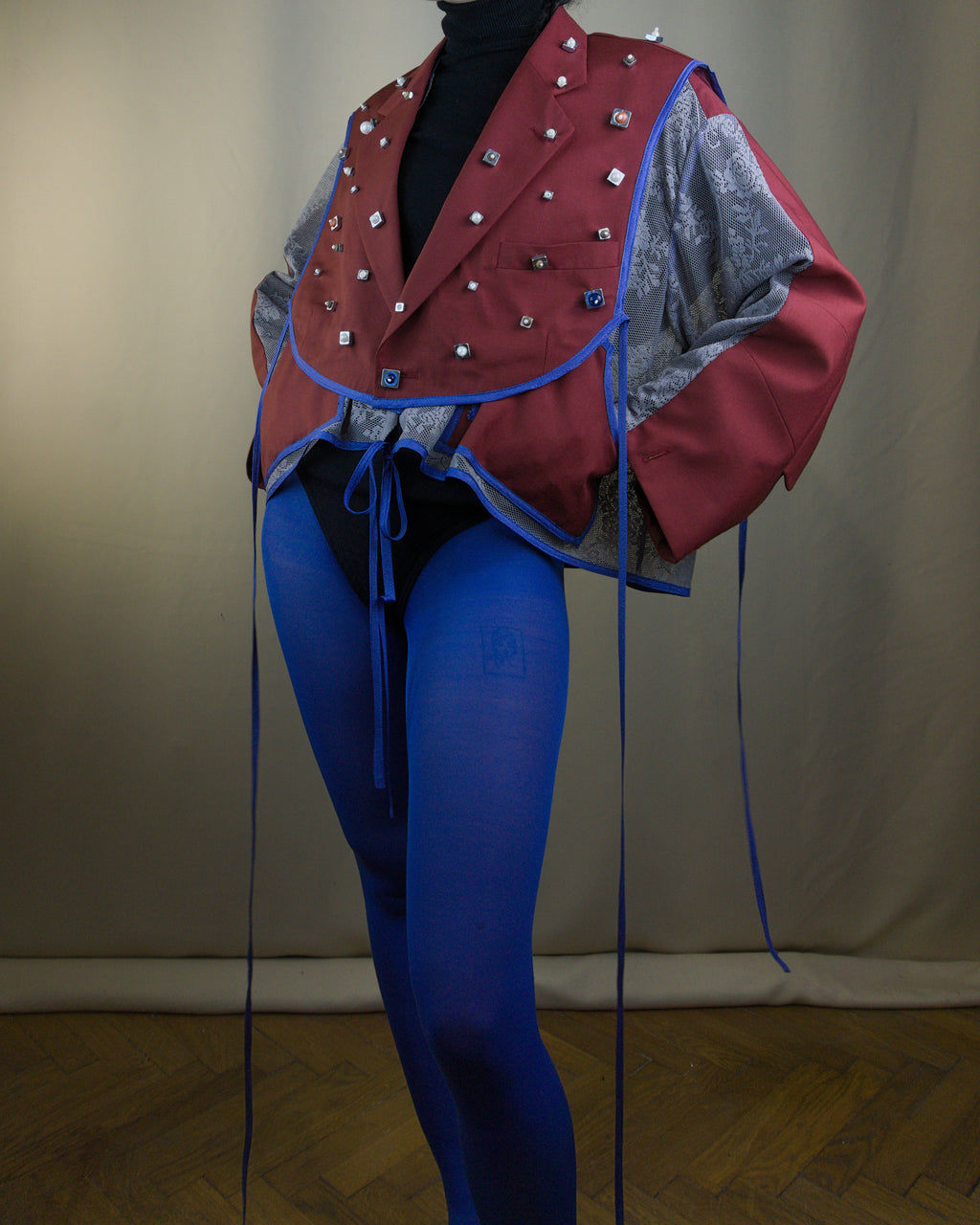 Layered nut embellished jacket