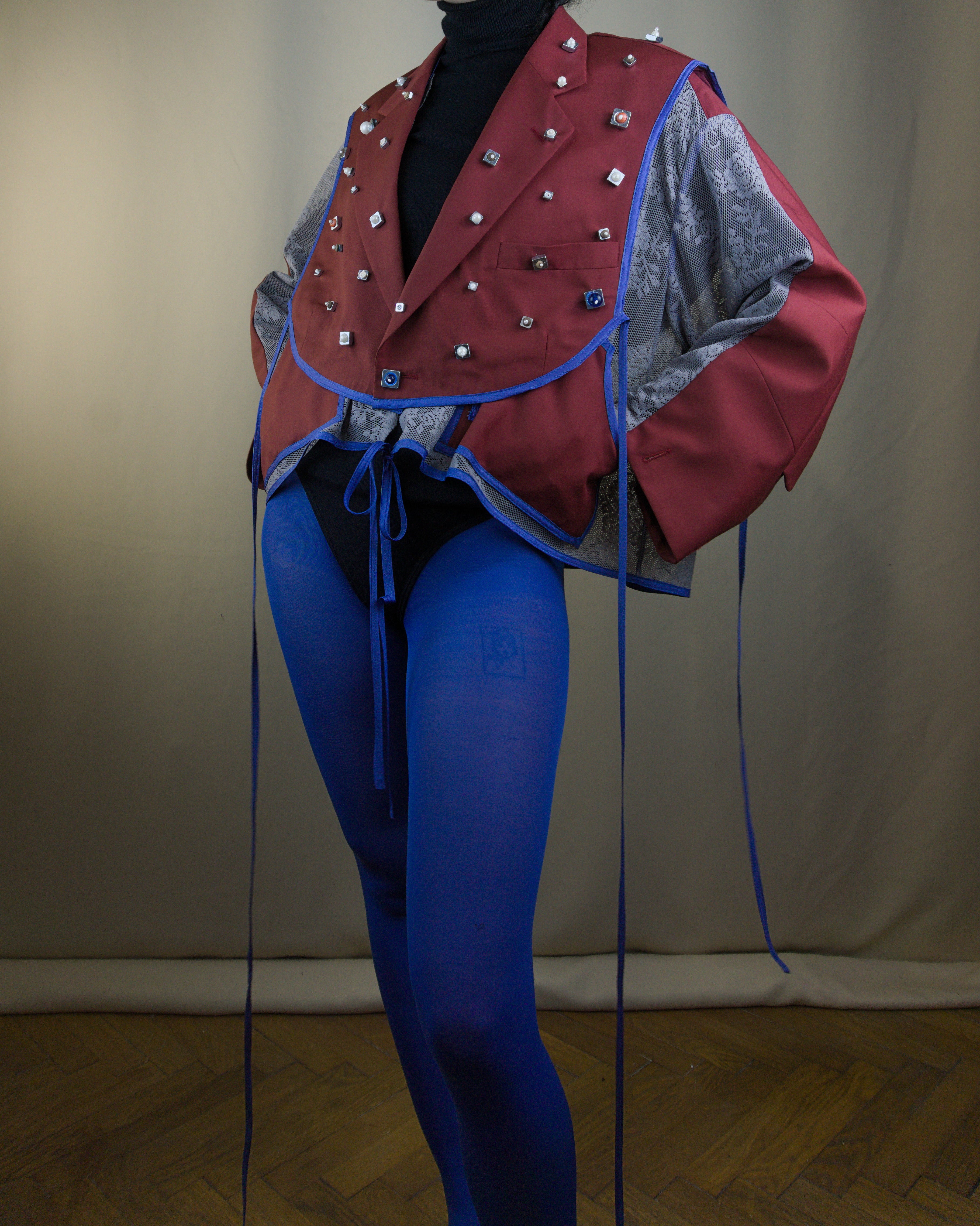 Layered nut embellished jacket