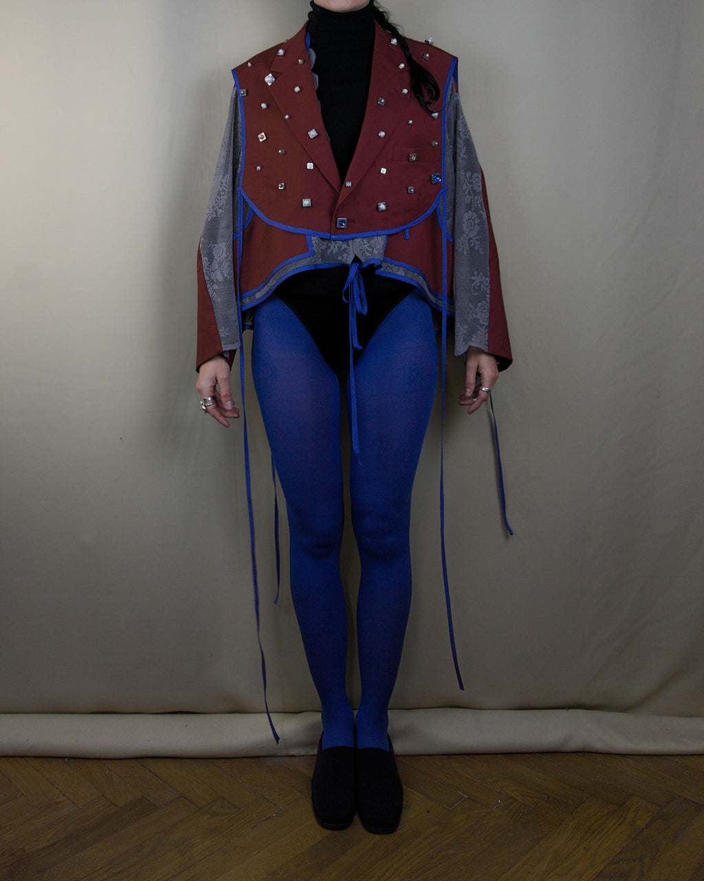 Layered nut embellished jacket