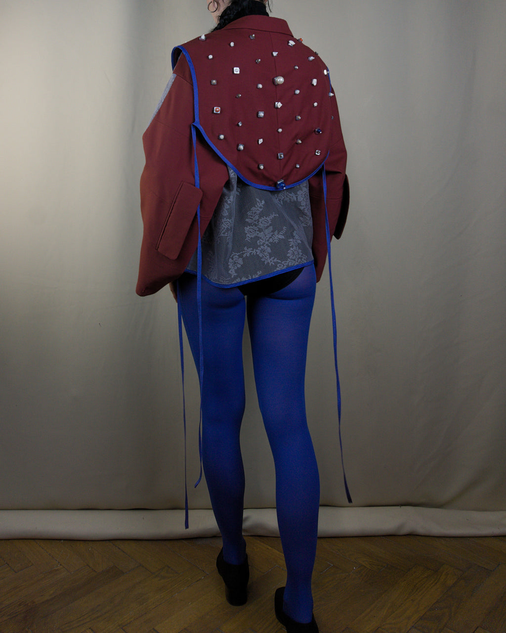 Layered nut embellished jacket