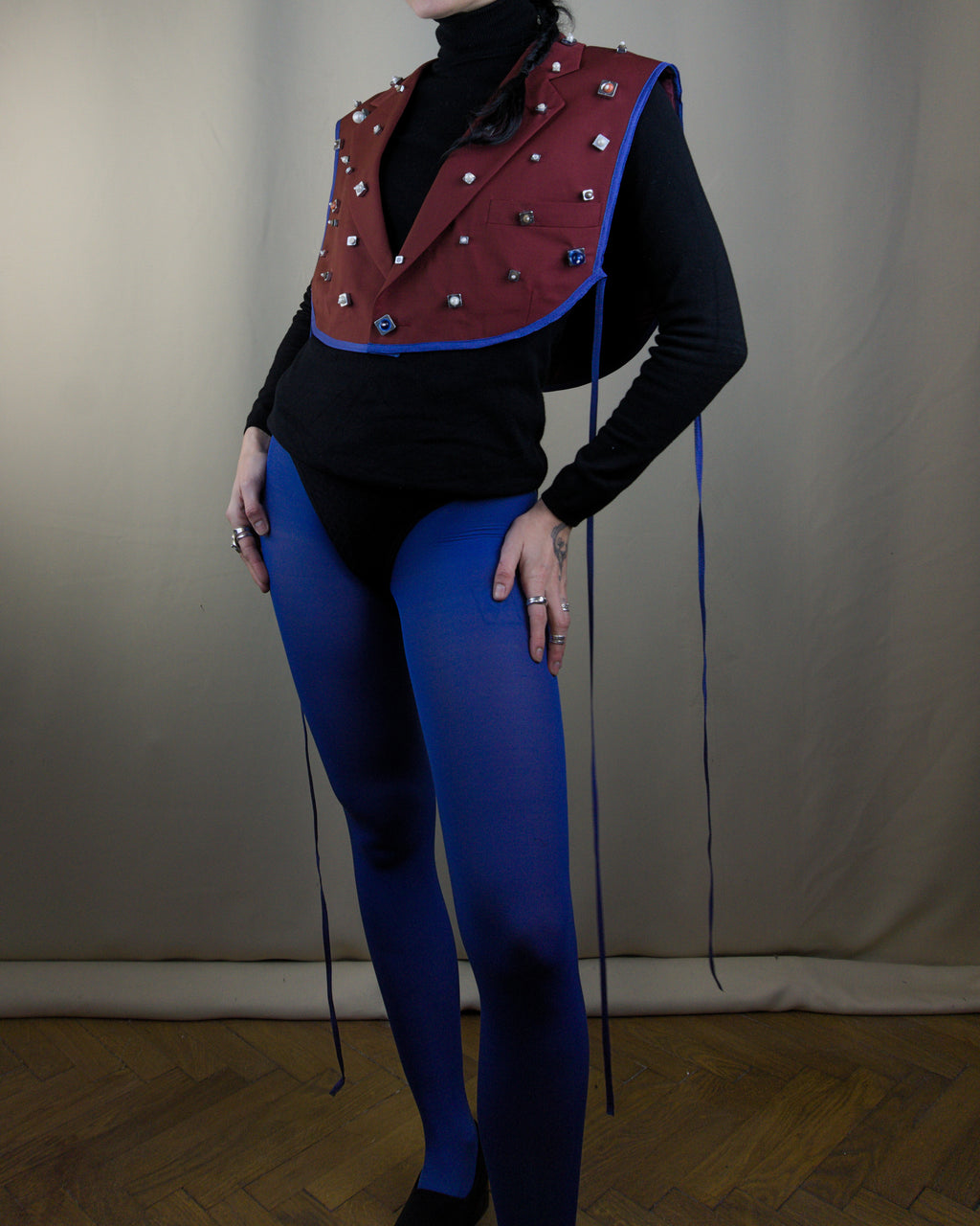 Layered nut embellished jacket