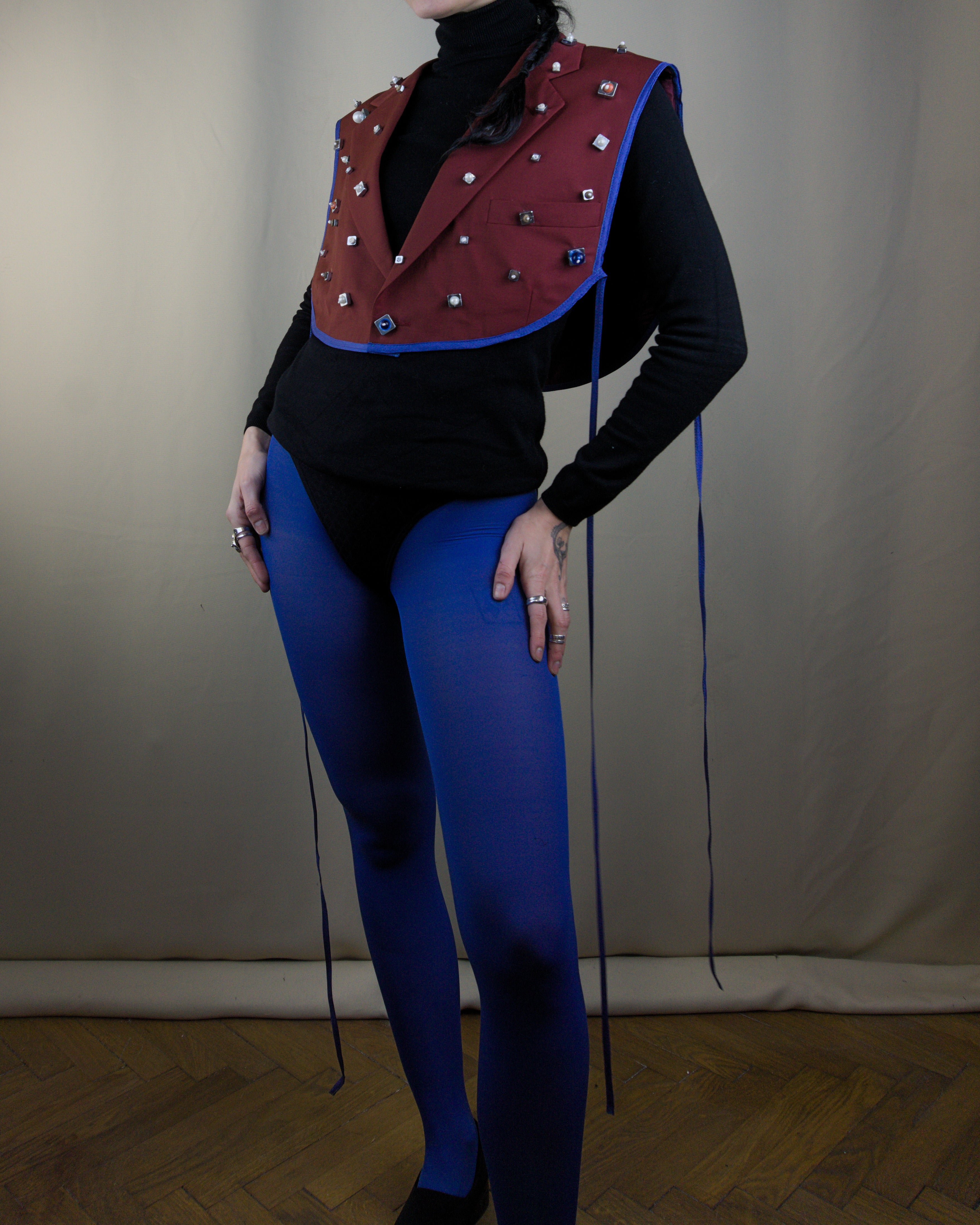 Layered nut embellished jacket