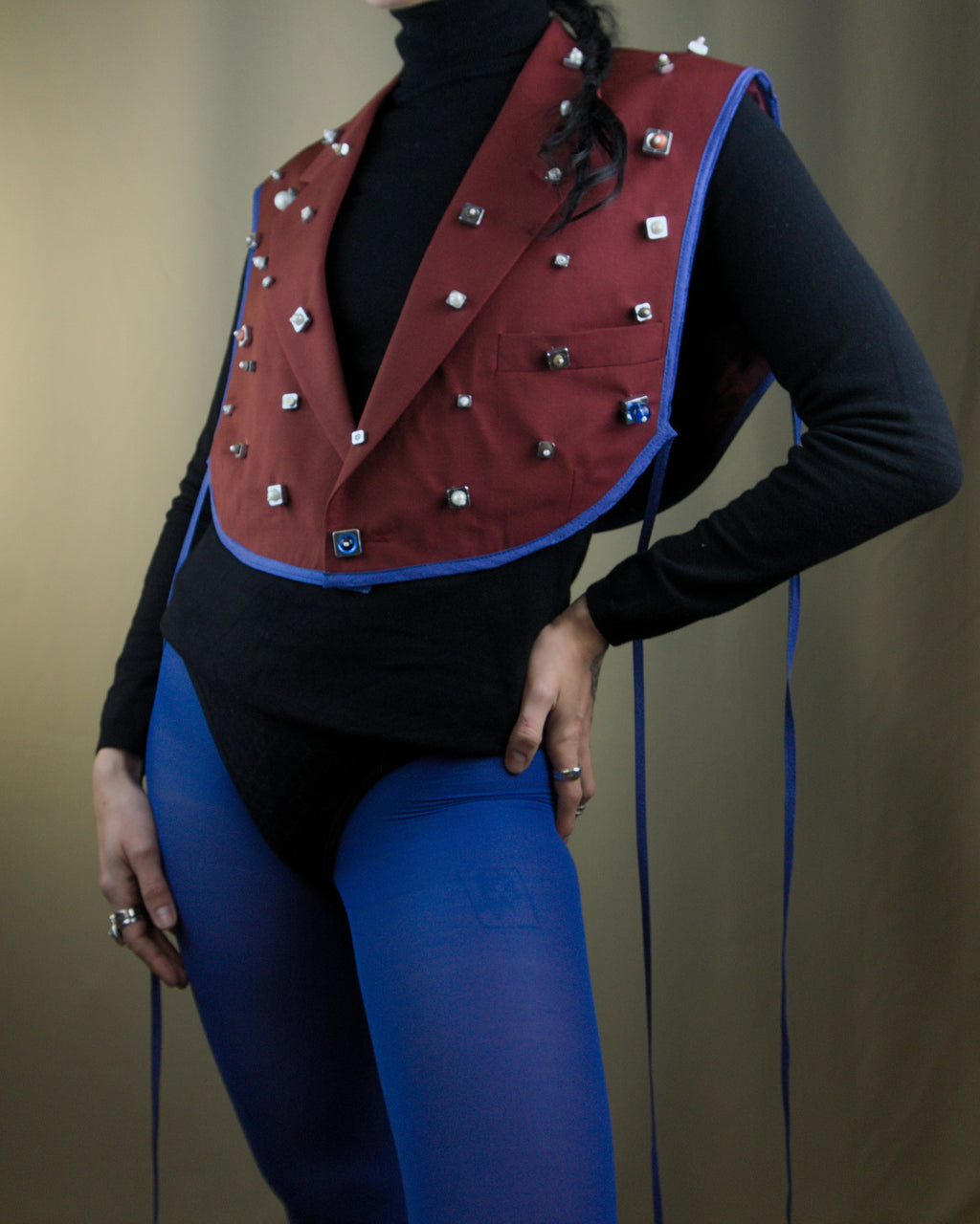 Layered nut embellished jacket