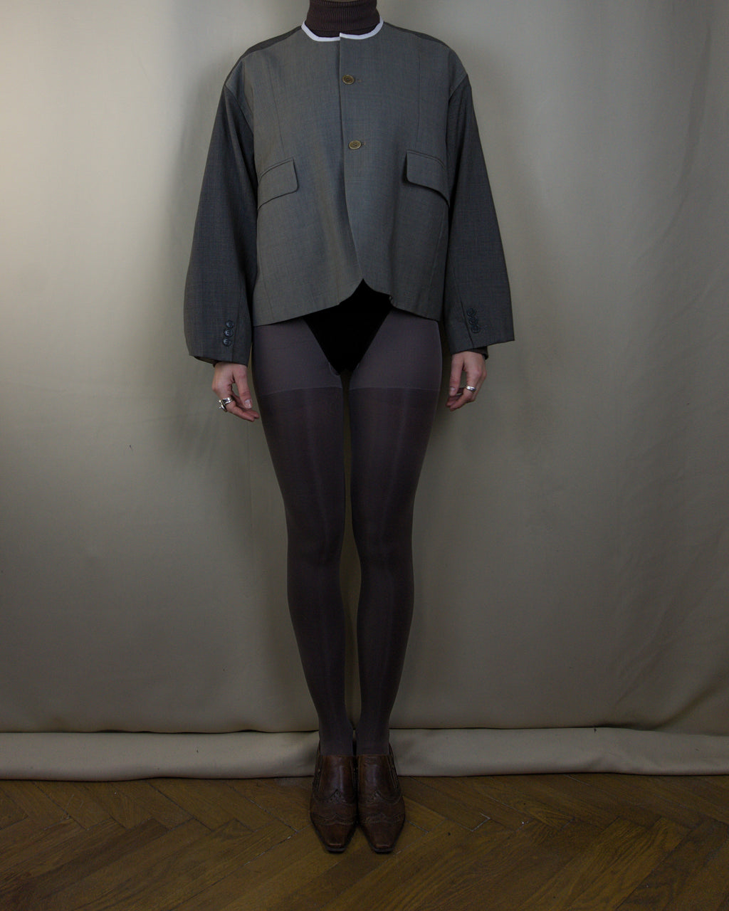 Dark grey &lace layered jacket