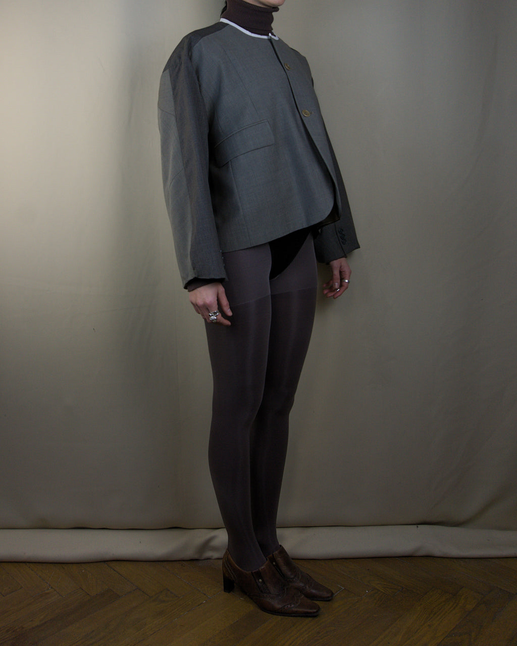 Dark grey &lace layered jacket