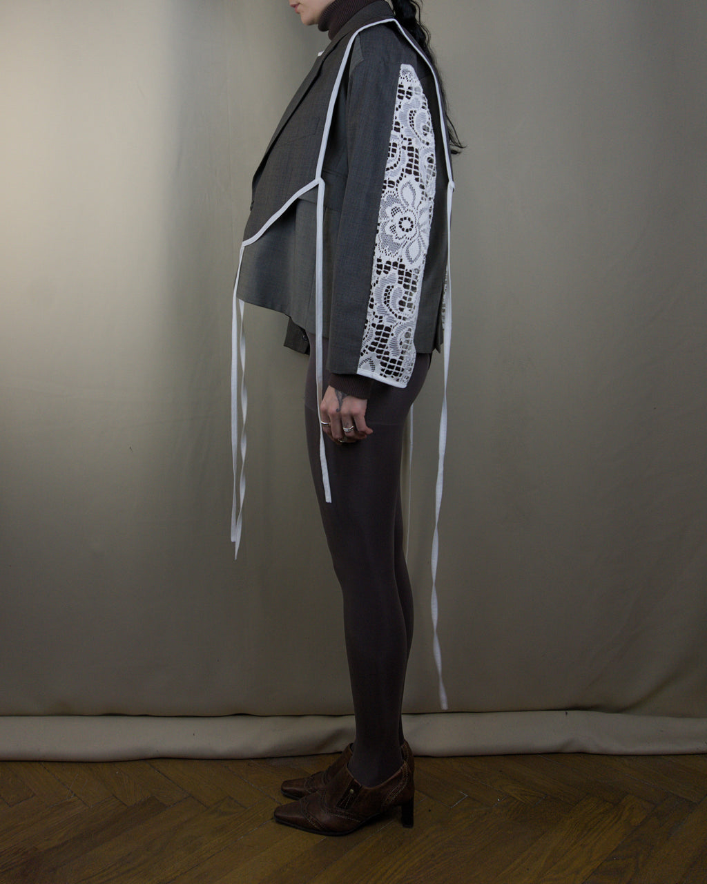 Dark grey &lace layered jacket
