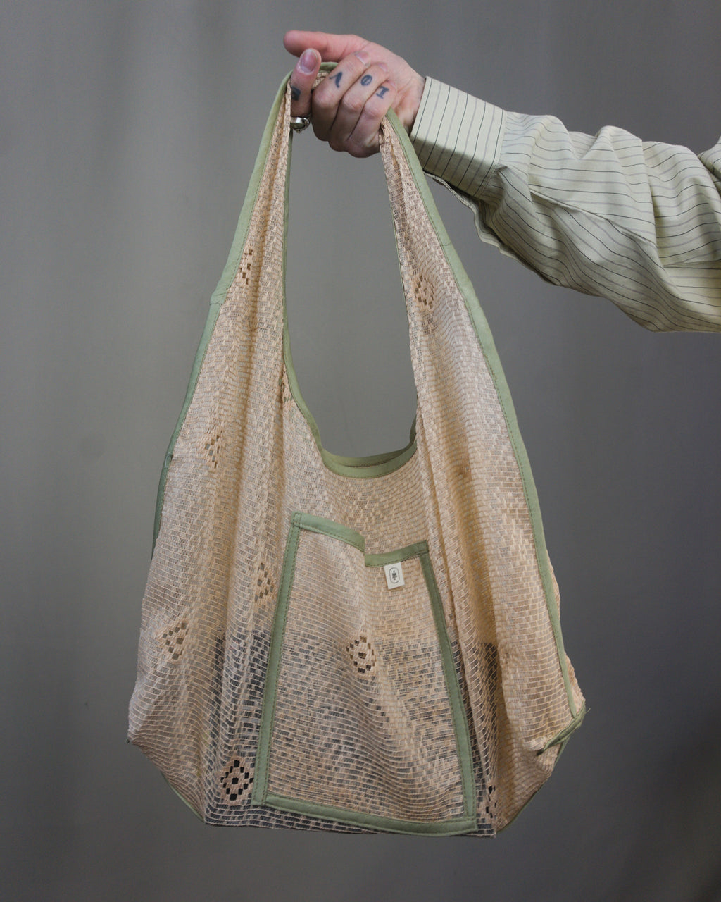 Dyed lace tote bag