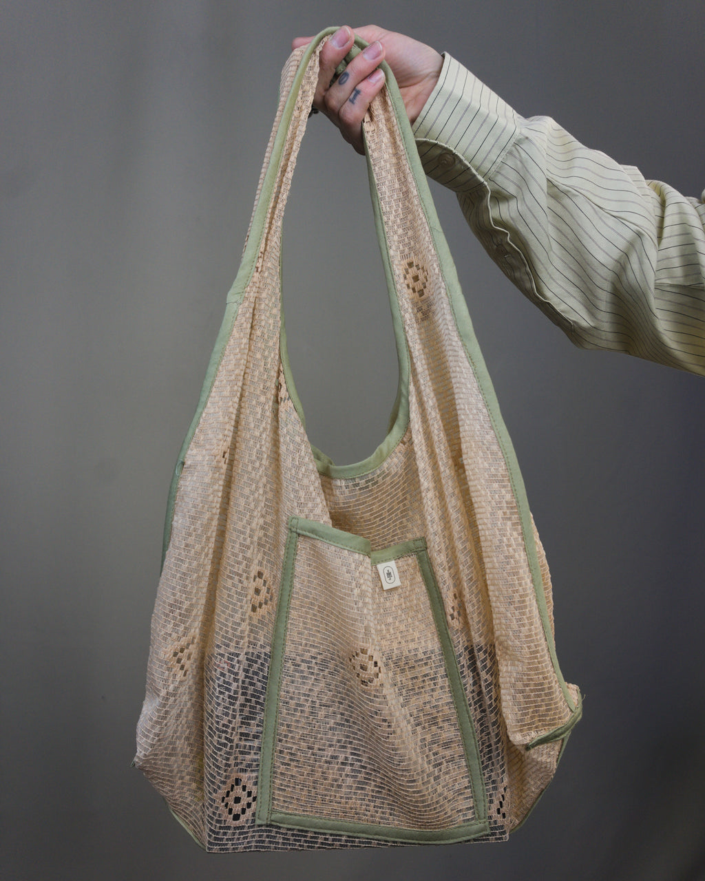 Dyed lace tote bag
