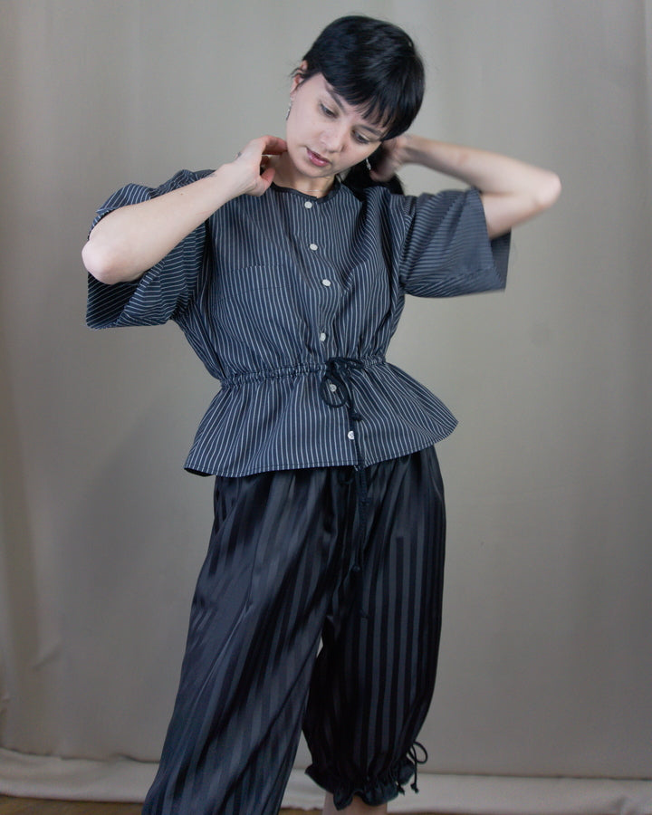 Striped cotton adjustable shirt