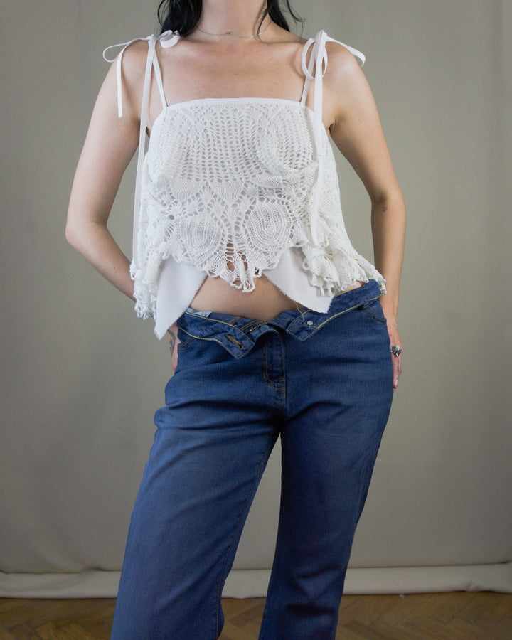 Modular white lace top/layered skirt