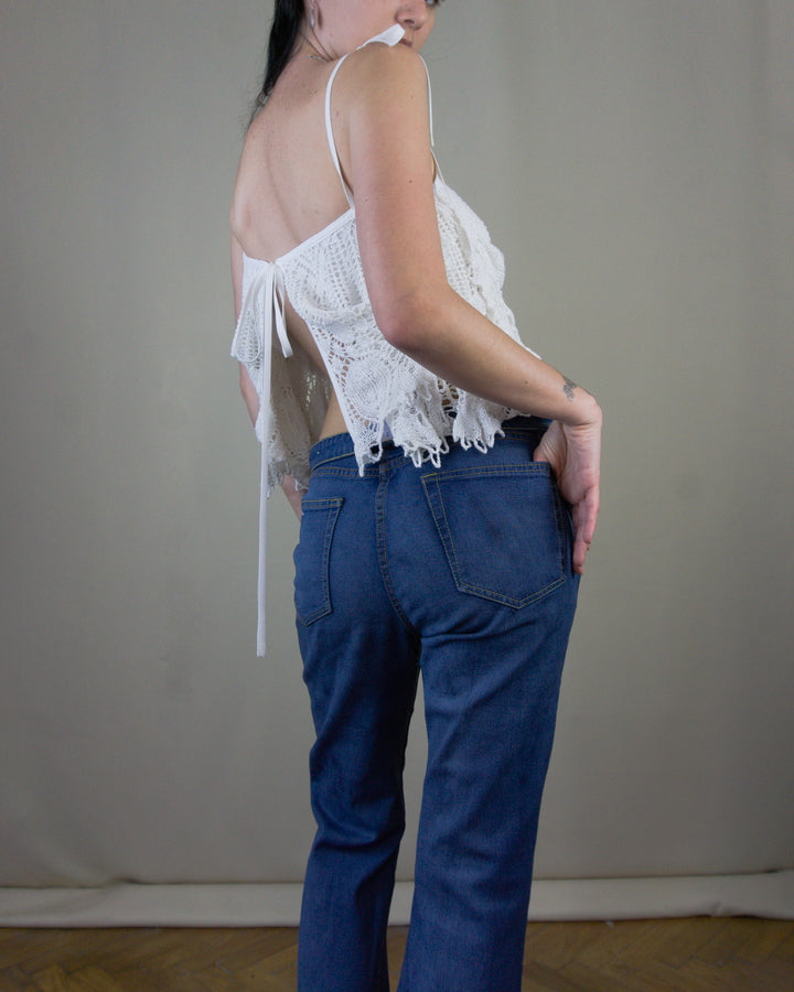 Modular white lace top/layered skirt