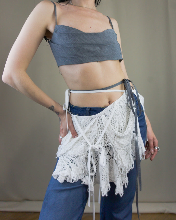 Modular white lace top/layered skirt