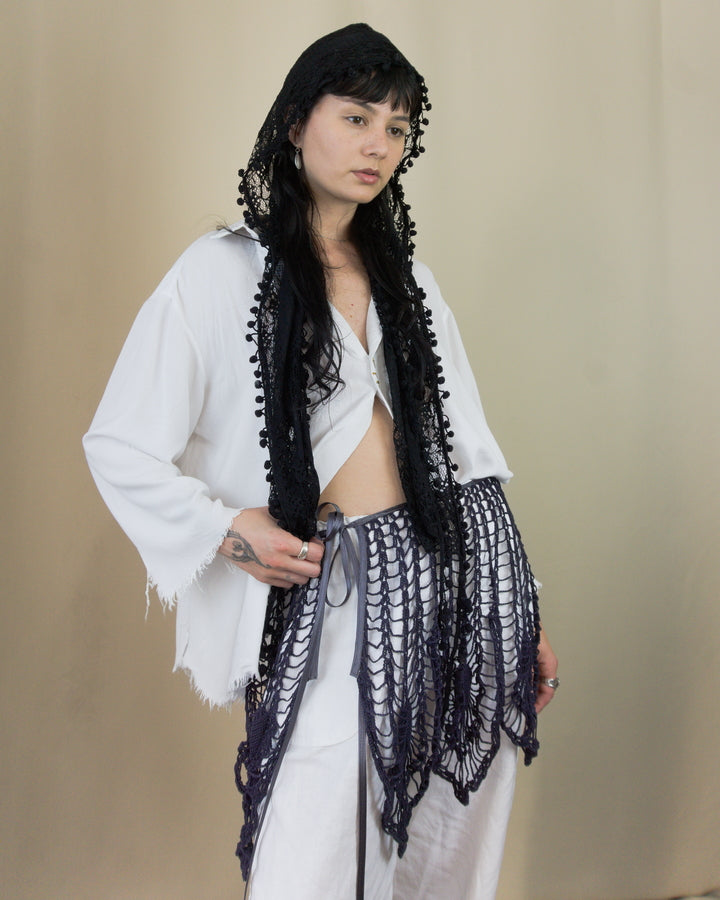 Black lace headscarf