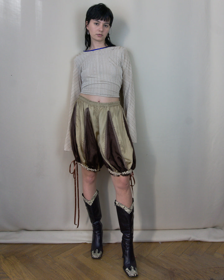 Beige and brown adjustable bloomers