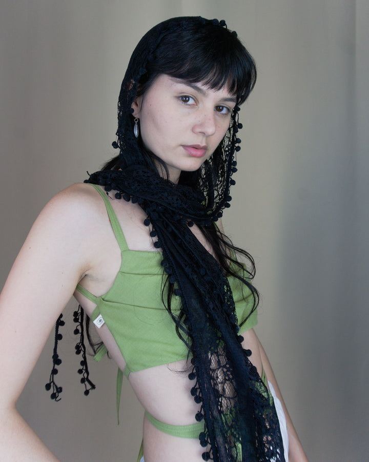 Black lace headscarf