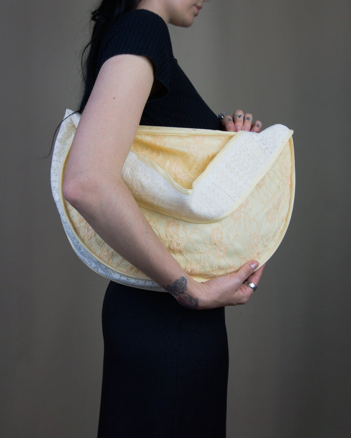 Lace half moon handbag