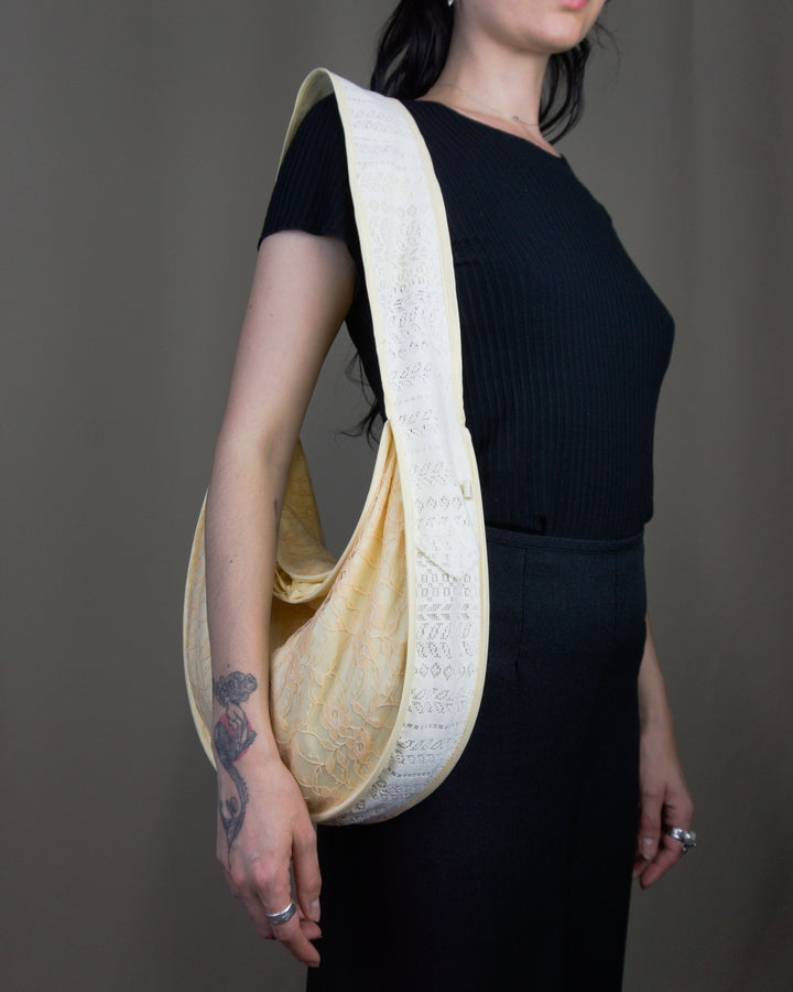 Lace half moon handbag