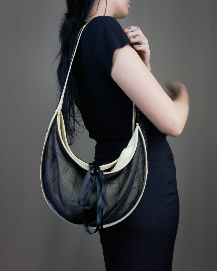 Black half moon handbag