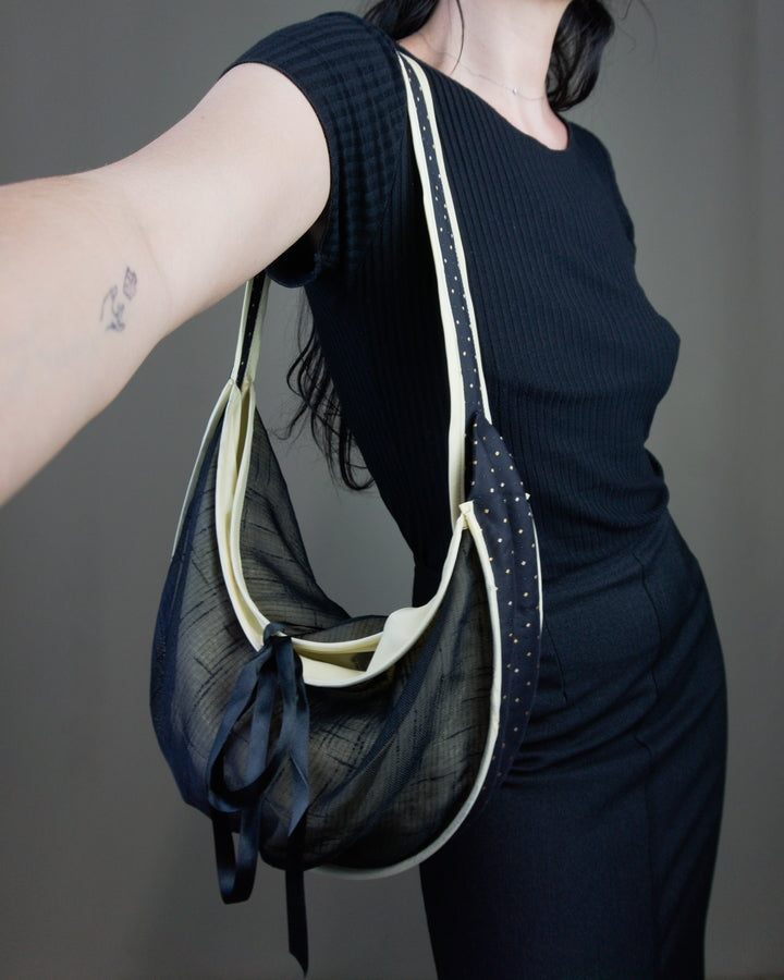 Black half moon handbag