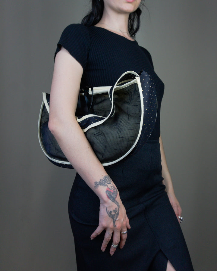 Black half moon handbag
