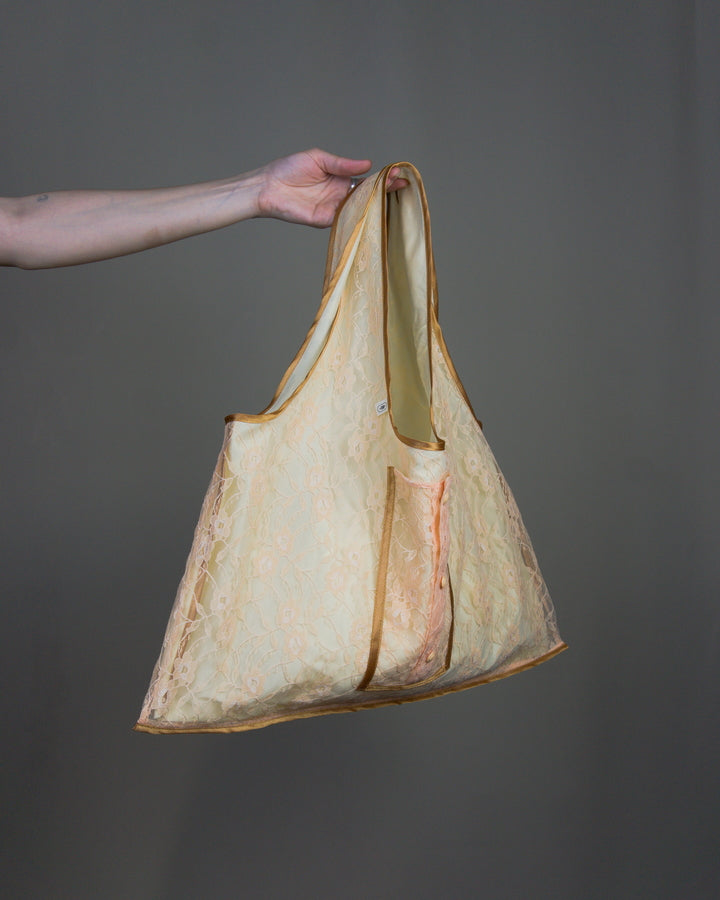 Coral lace tote bag