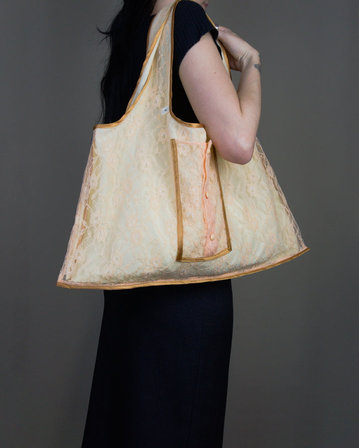 Coral lace tote bag