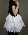White lace ruffled bag