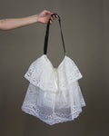 White lace ruffled bag
