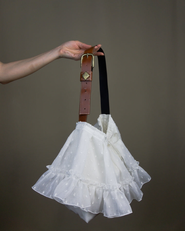 White ruffled bag