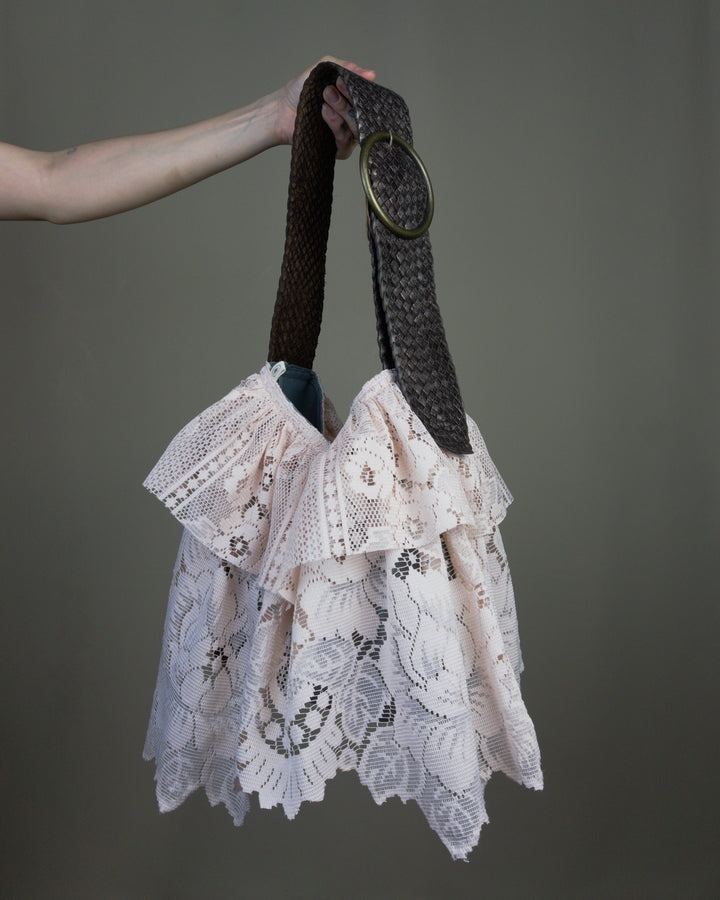 Light pink lace ruffled bag
