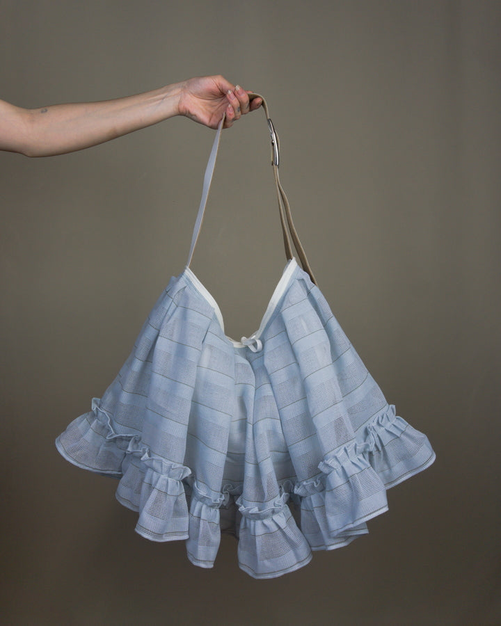 Light blue ruffled bag