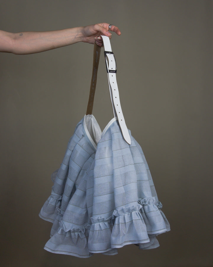 Light blue ruffled bag
