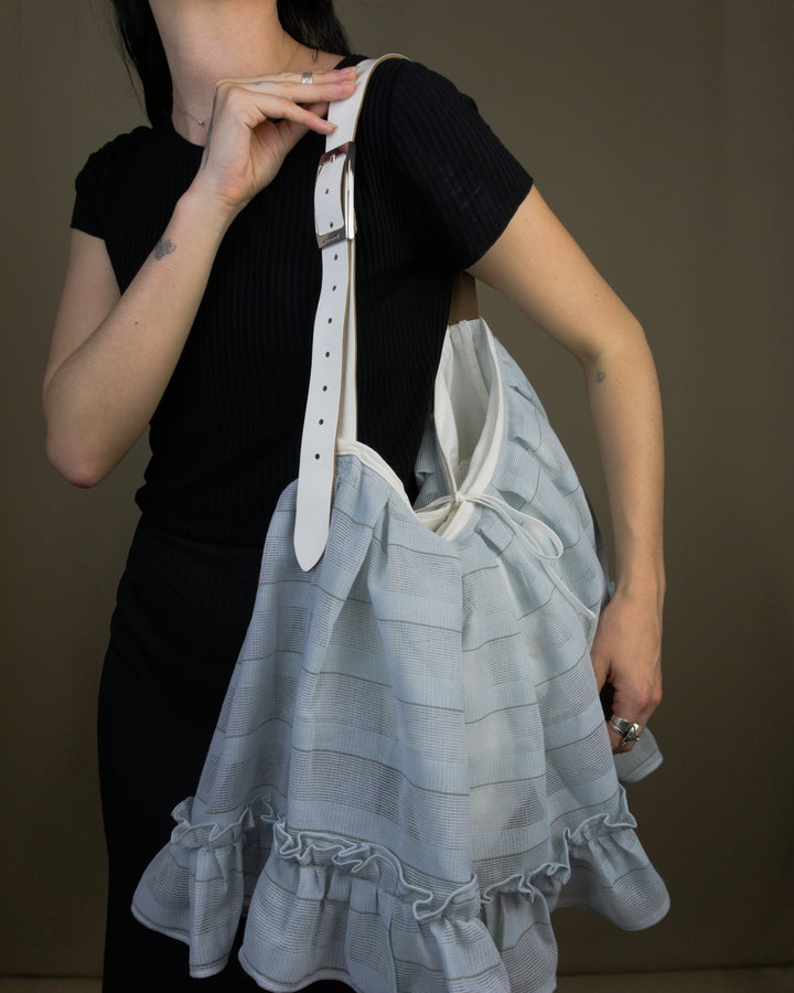 Light blue ruffled bag