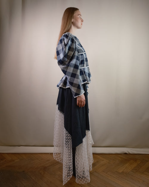 Asymmetrical black and white maxi skirt