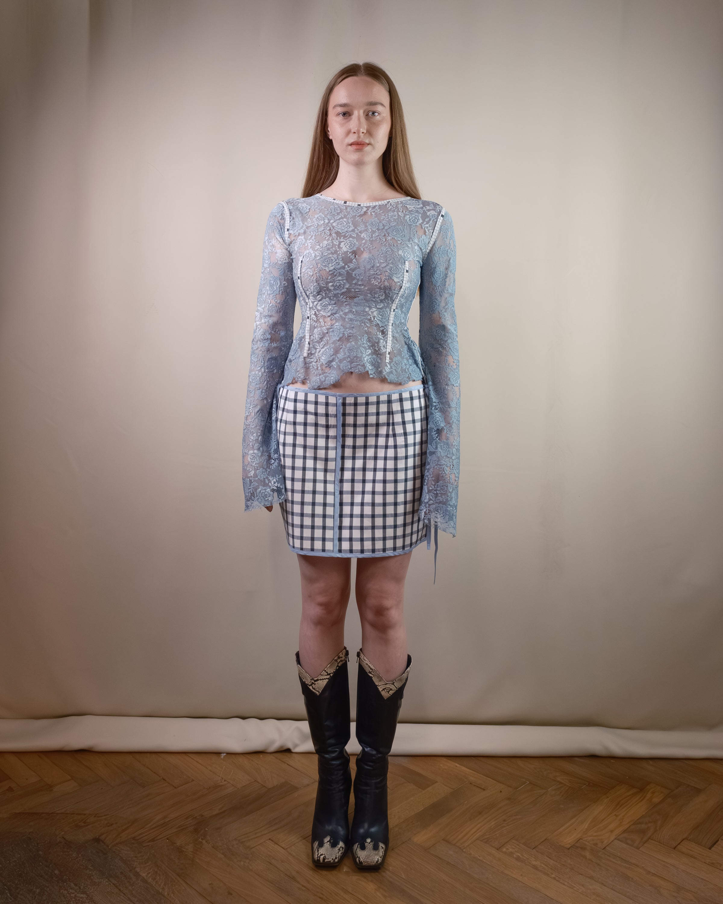 Mini chequered skirt