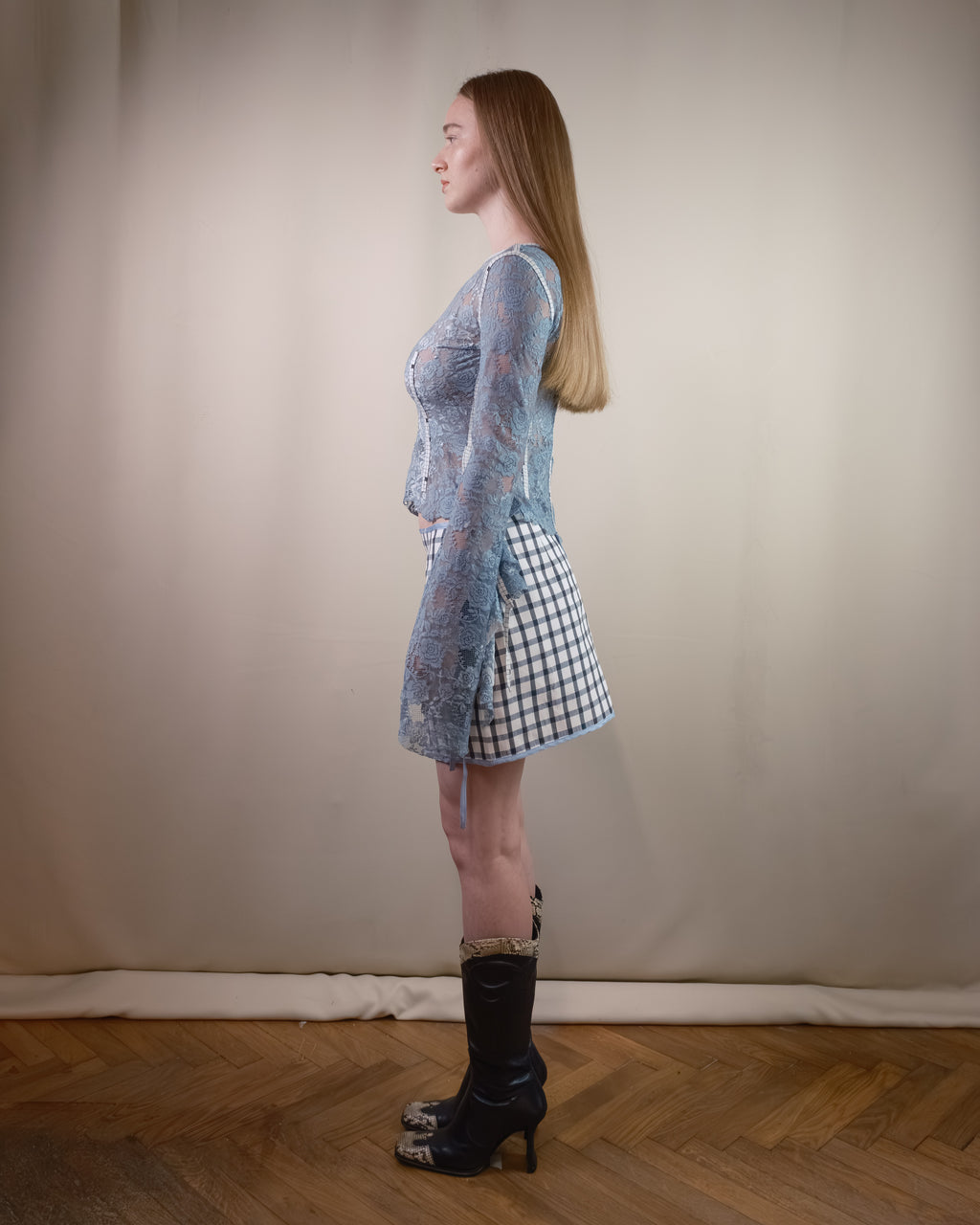 Mini chequered skirt