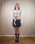 White lace puffy sleeves blouse