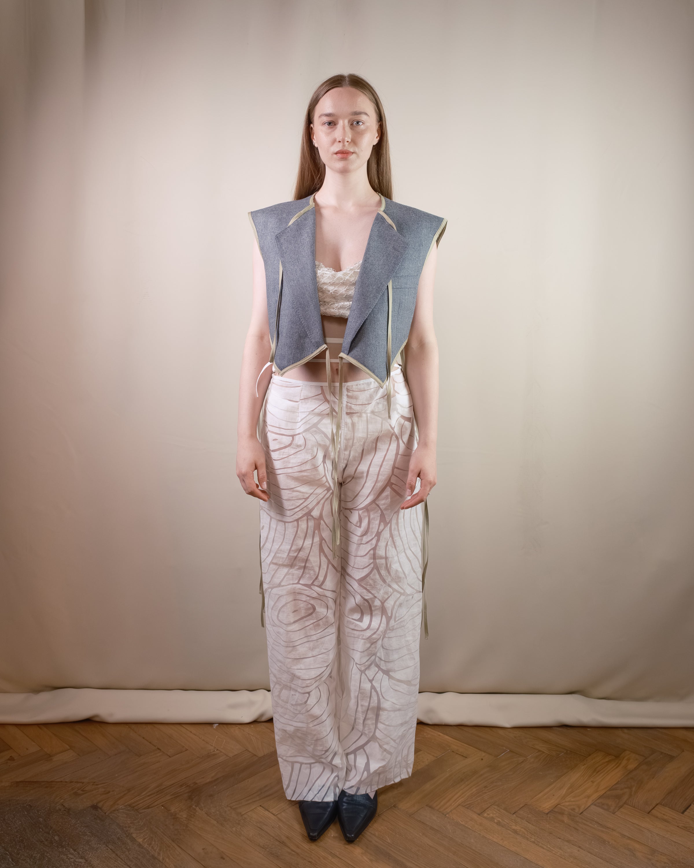 White see-though trousers