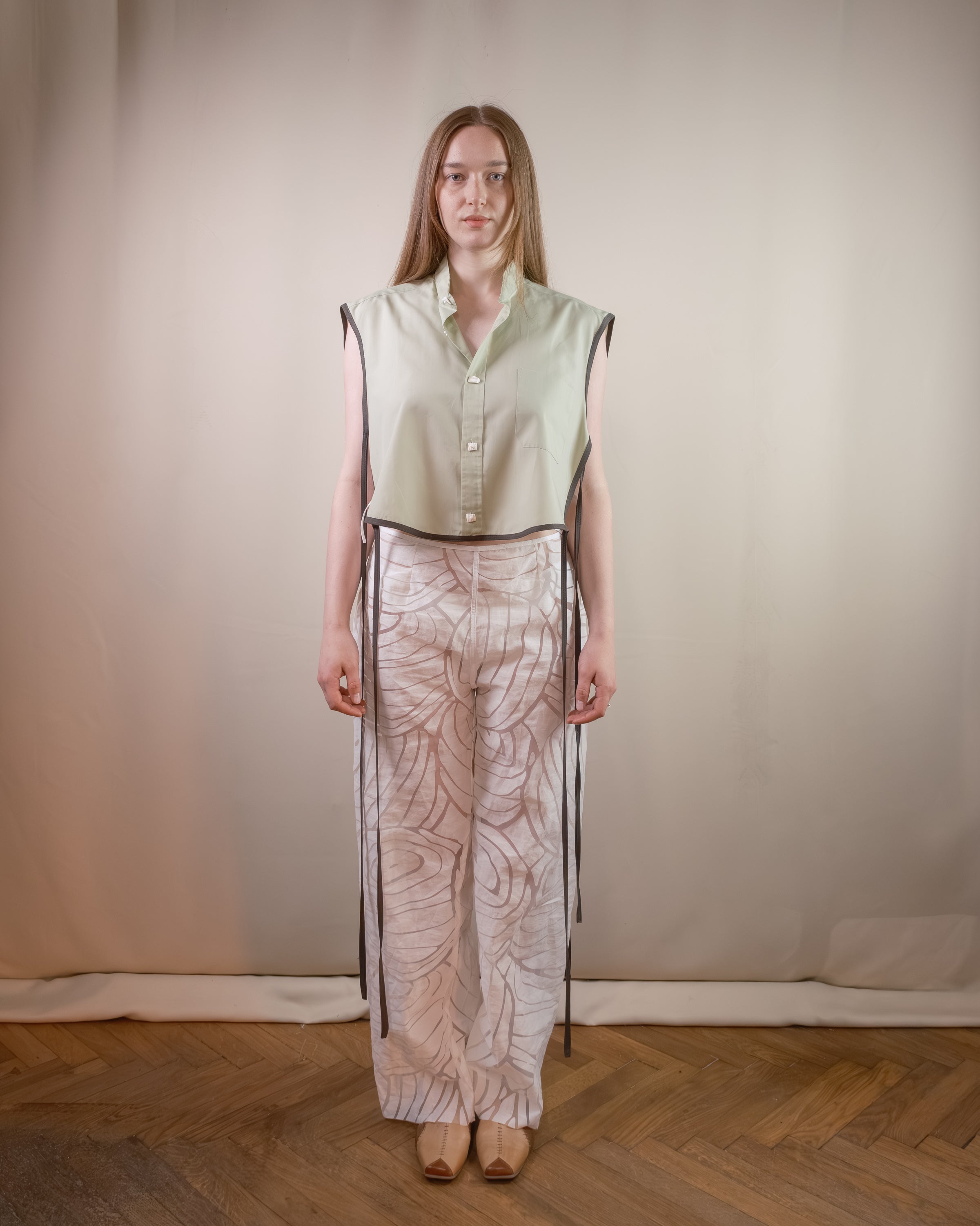 White see-though trousers