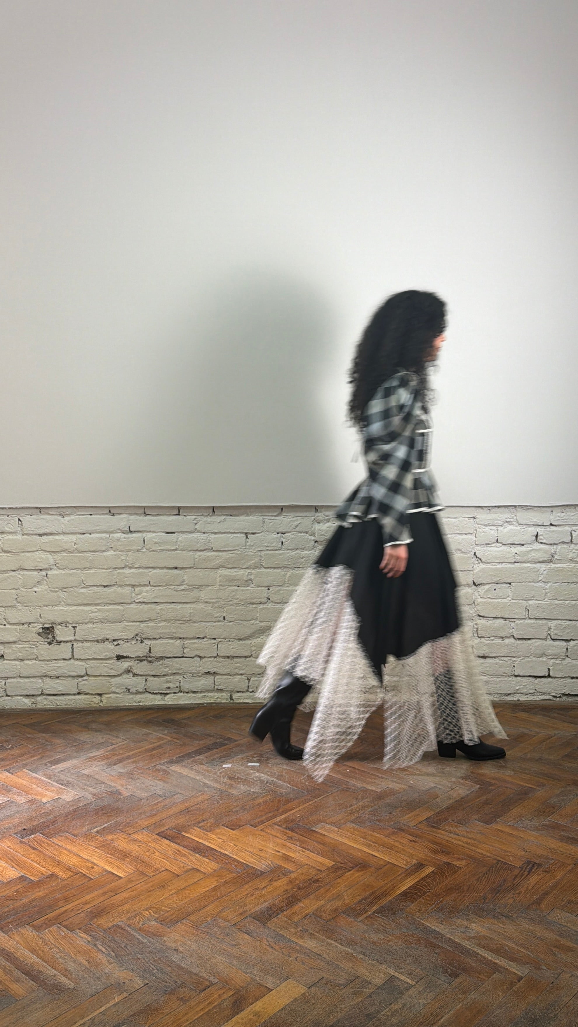 Asymmetrical black and white maxi skirt