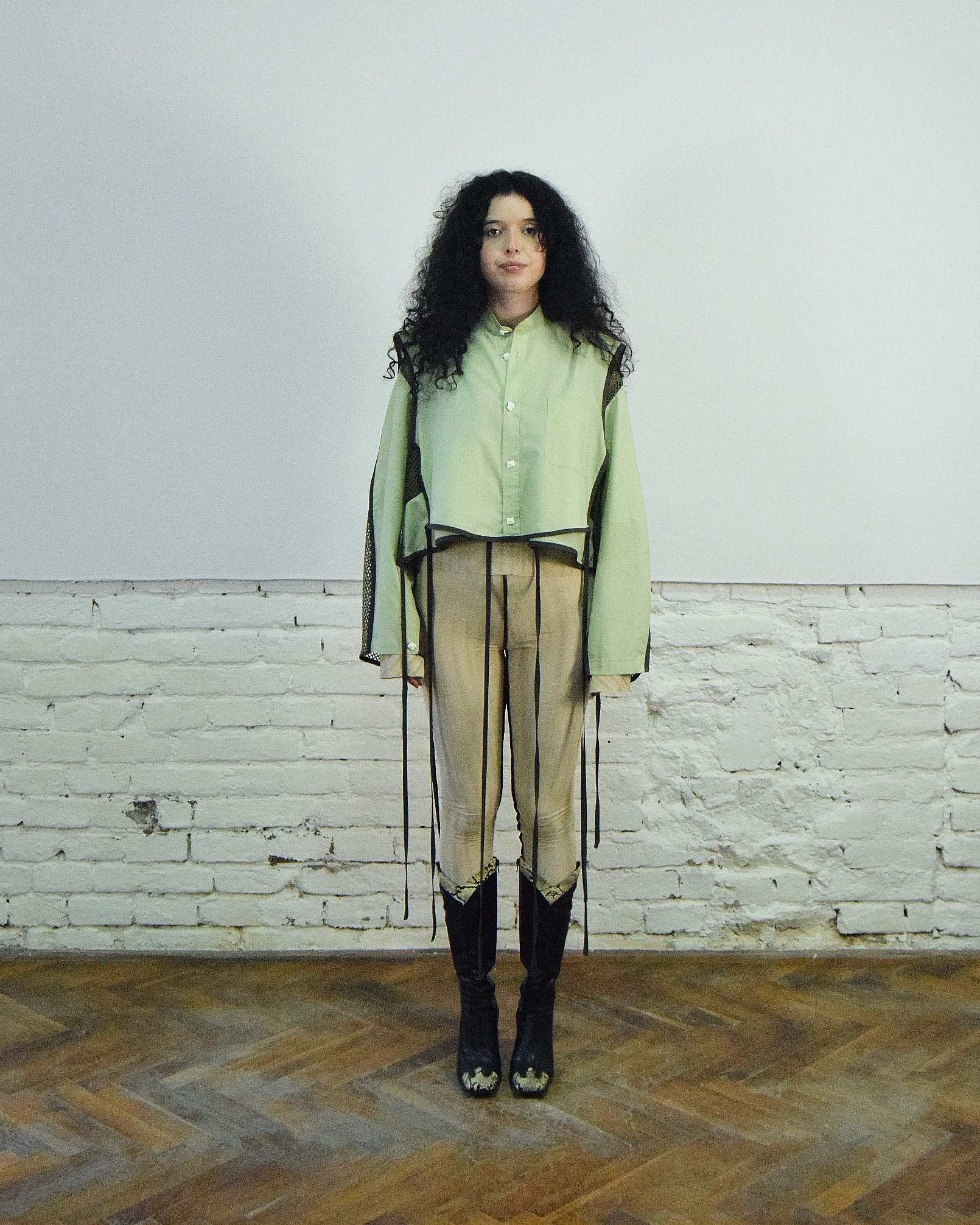 Green layered shirt