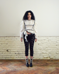 White lace puffy sleeves blouse