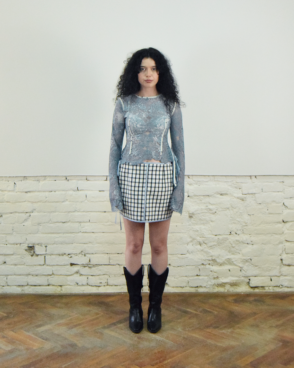 Mini chequered skirt