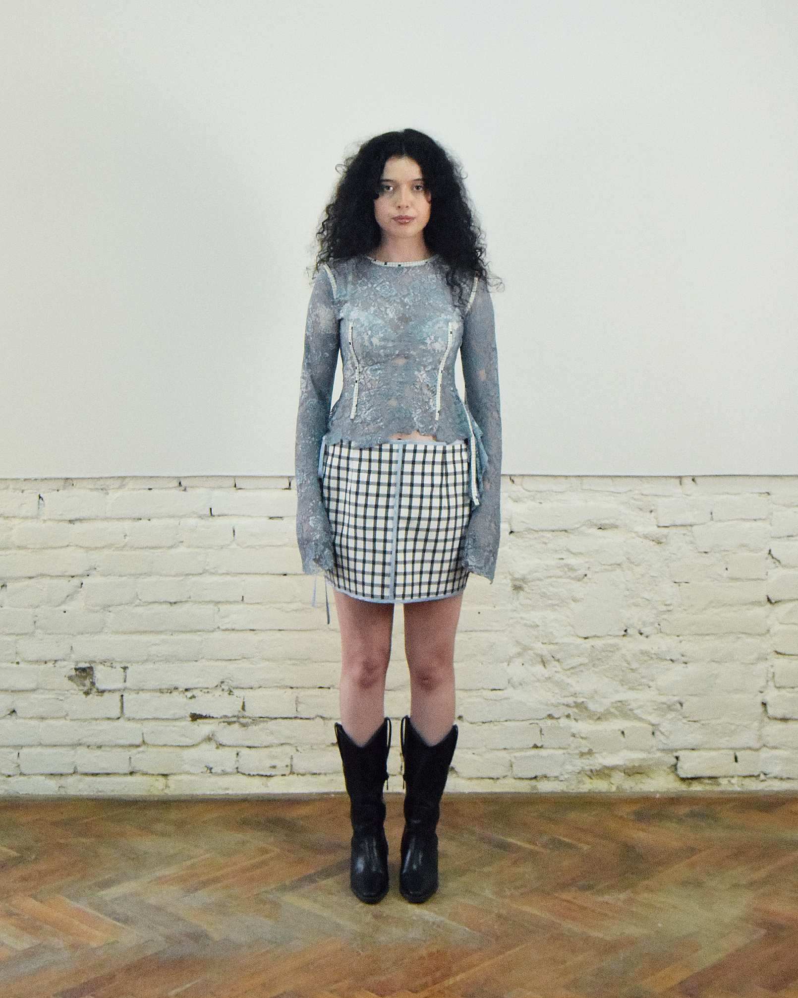 Mini chequered skirt