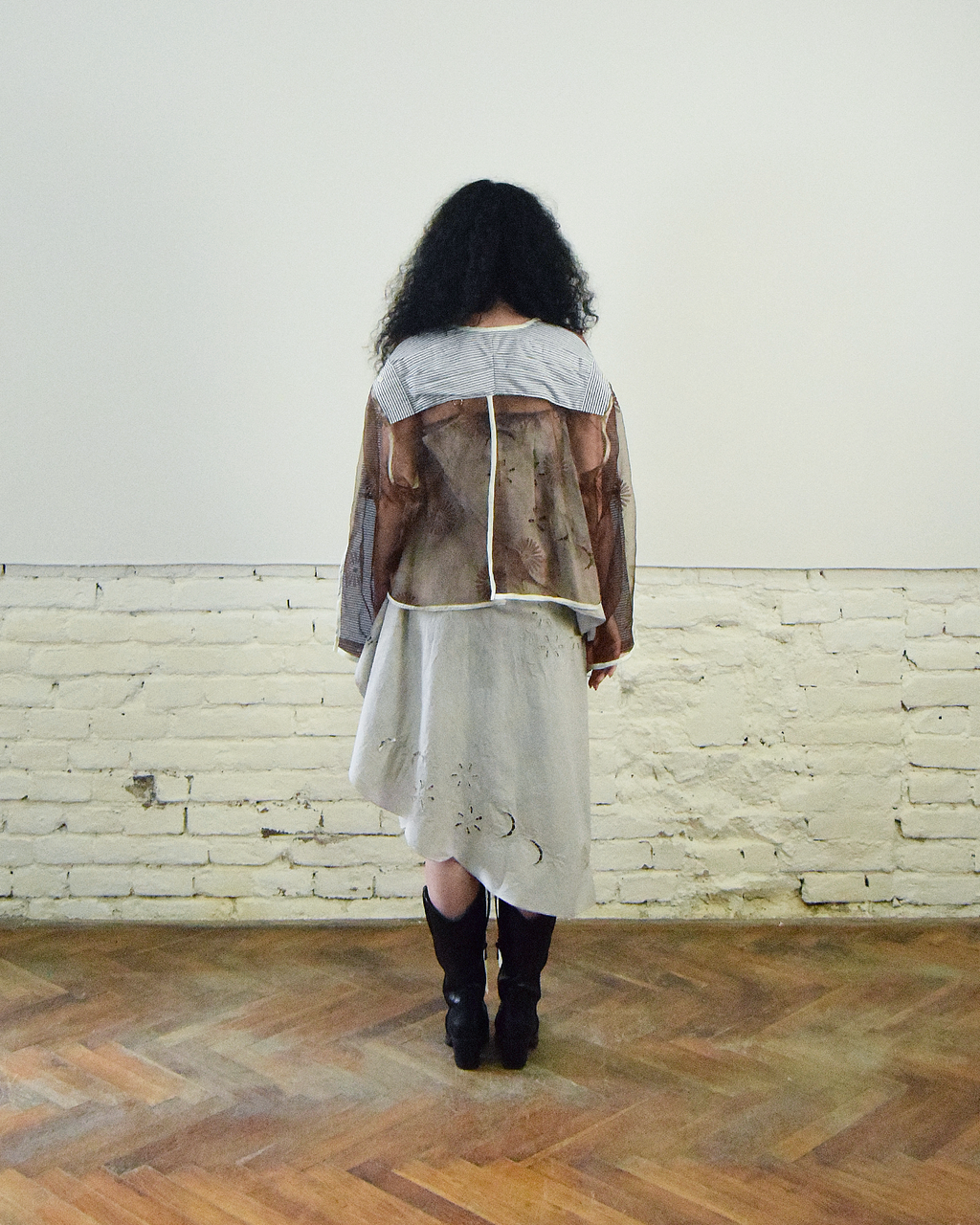 Striped and brown layered shirt