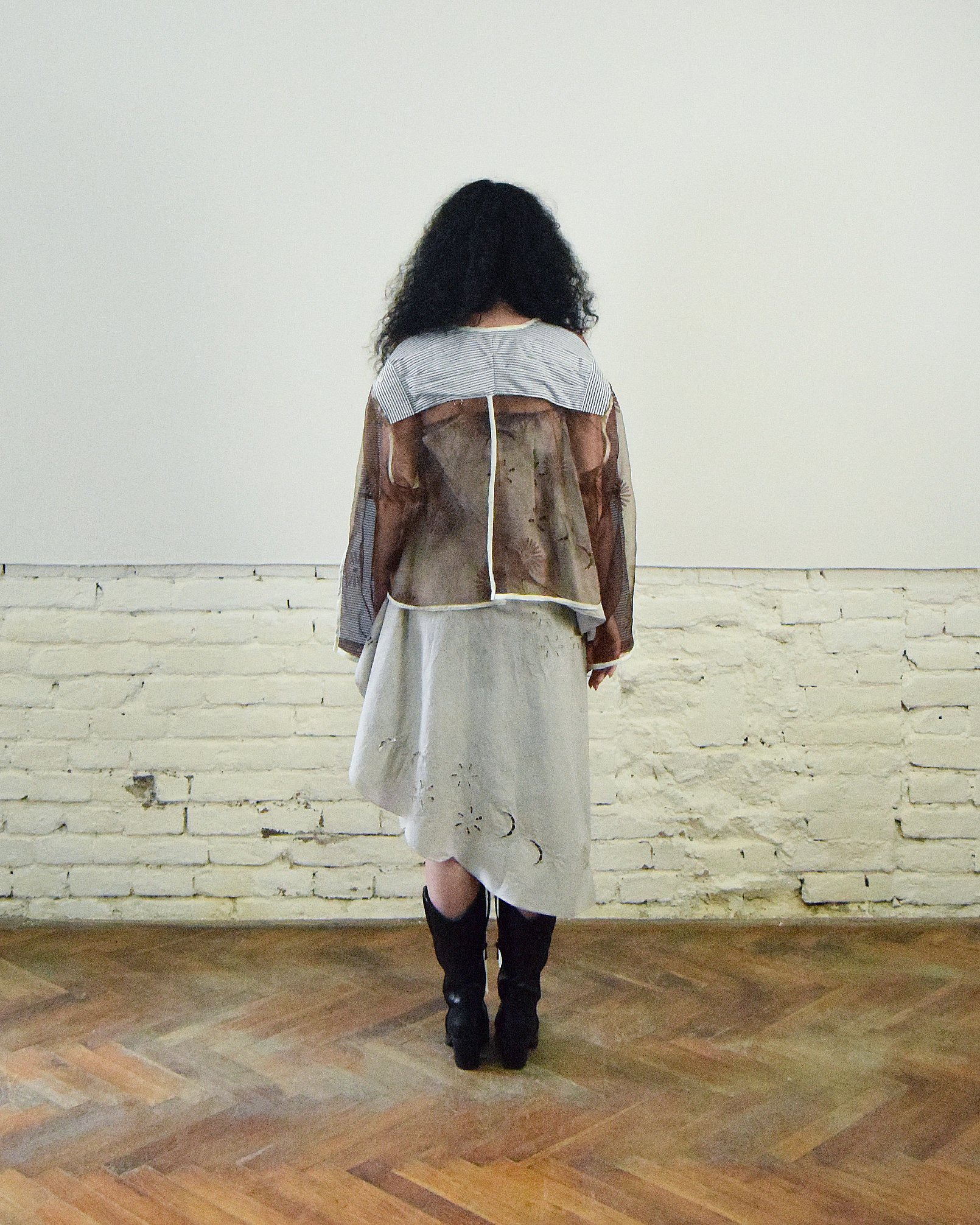 Striped and brown layered shirt
