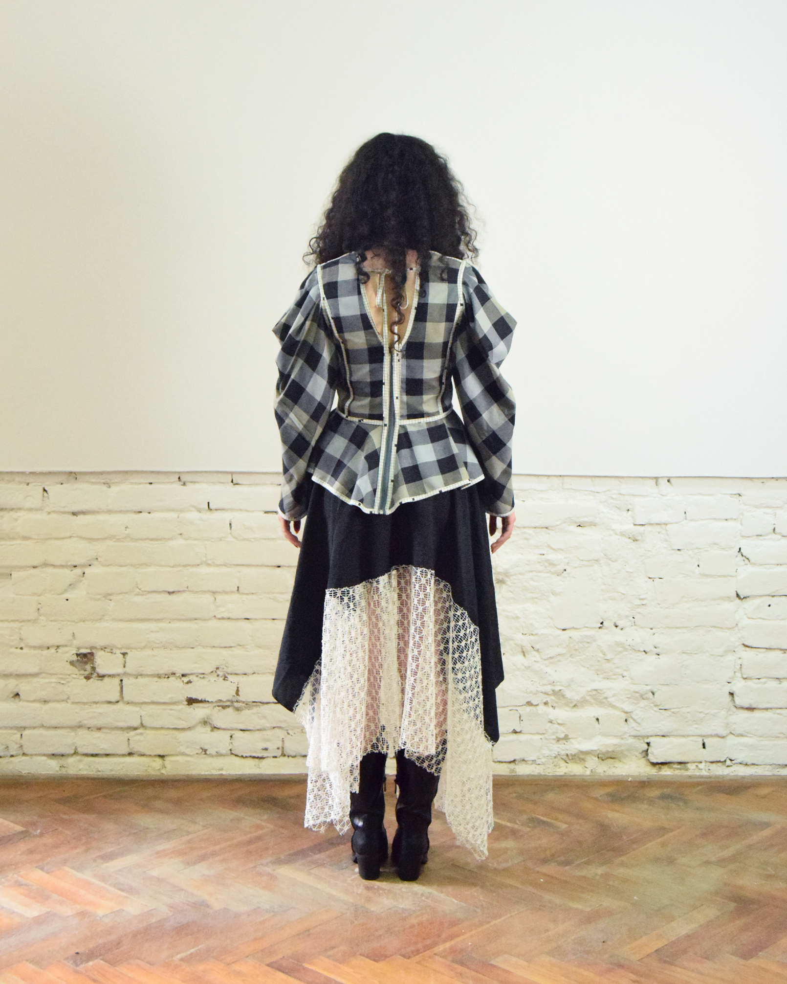 Asymmetrical black and white maxi skirt