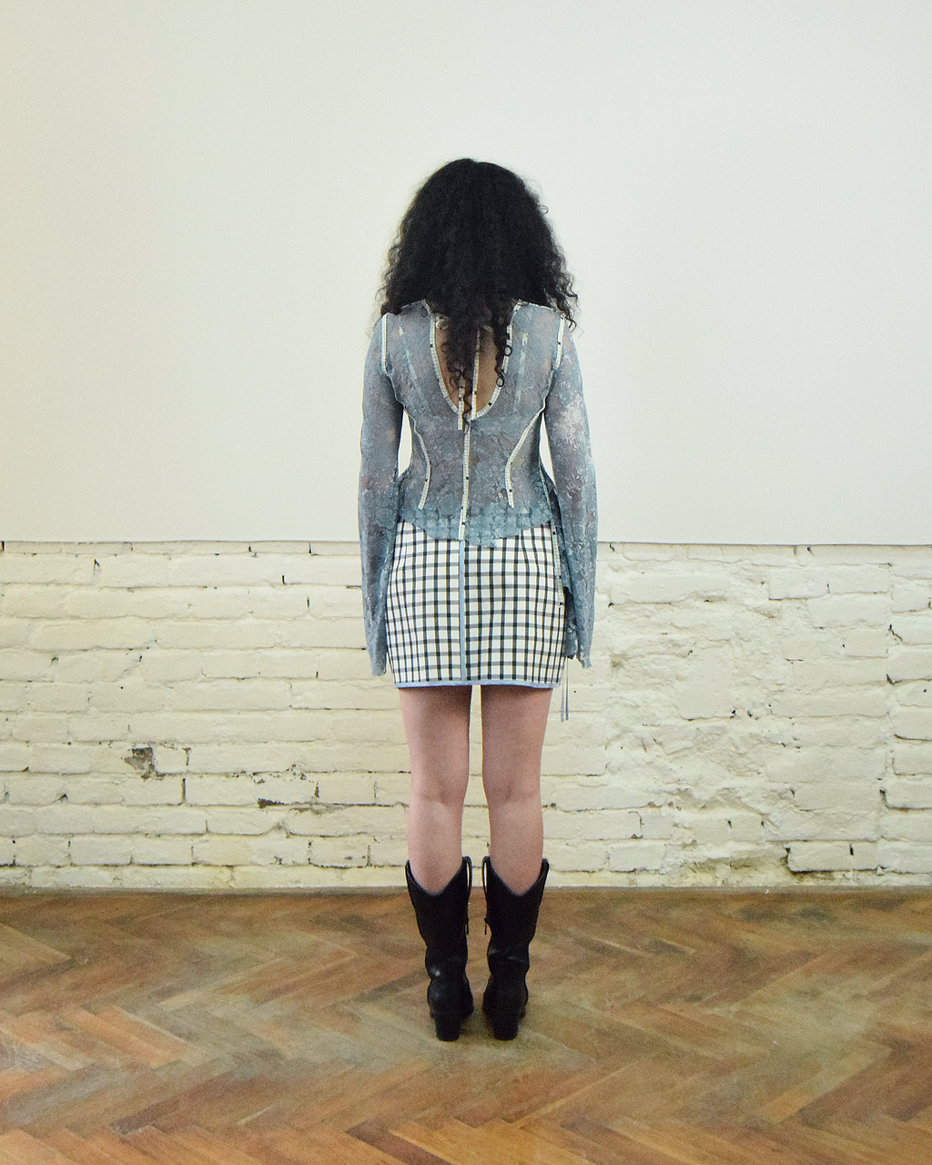 Mini chequered skirt