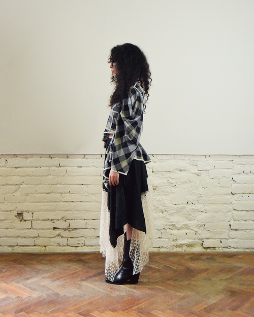 Asymmetrical black and white maxi skirt